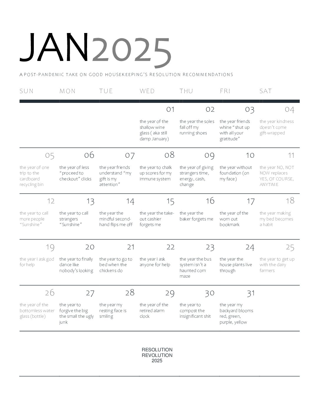  JAN2025 Calendar